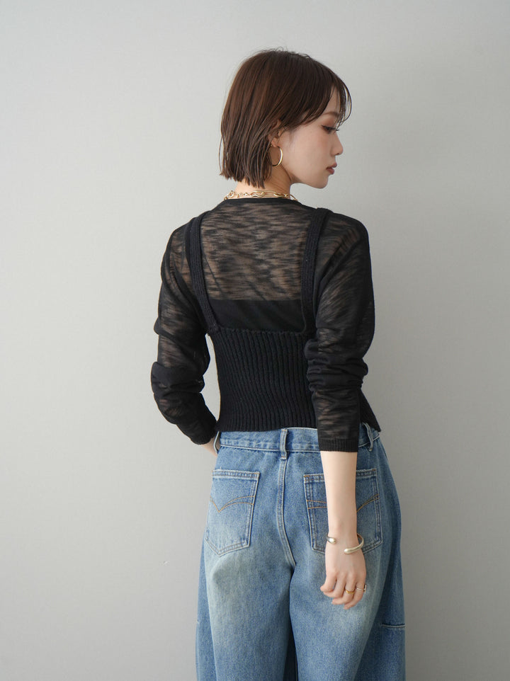 [予約]ビスチェアンサンブルシアーニット/black