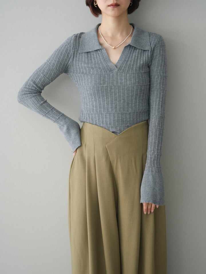 [予約]シアーリブスキッパーニットトップス/gray