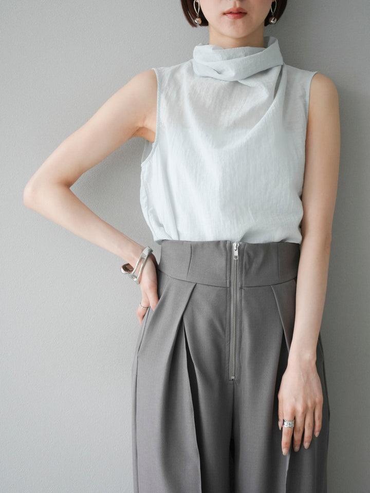 [予約]バックタイノースリーブブラウス/ブルー