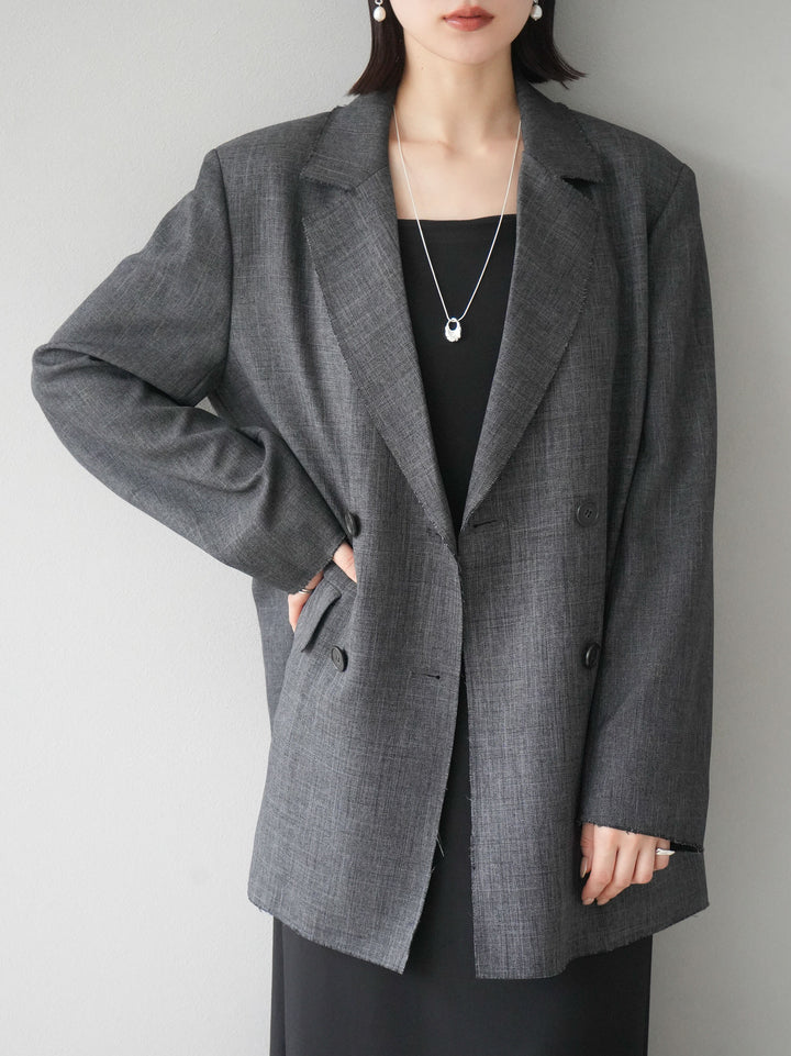 [予約]カットオフダブルブレストジャケット/ブラック