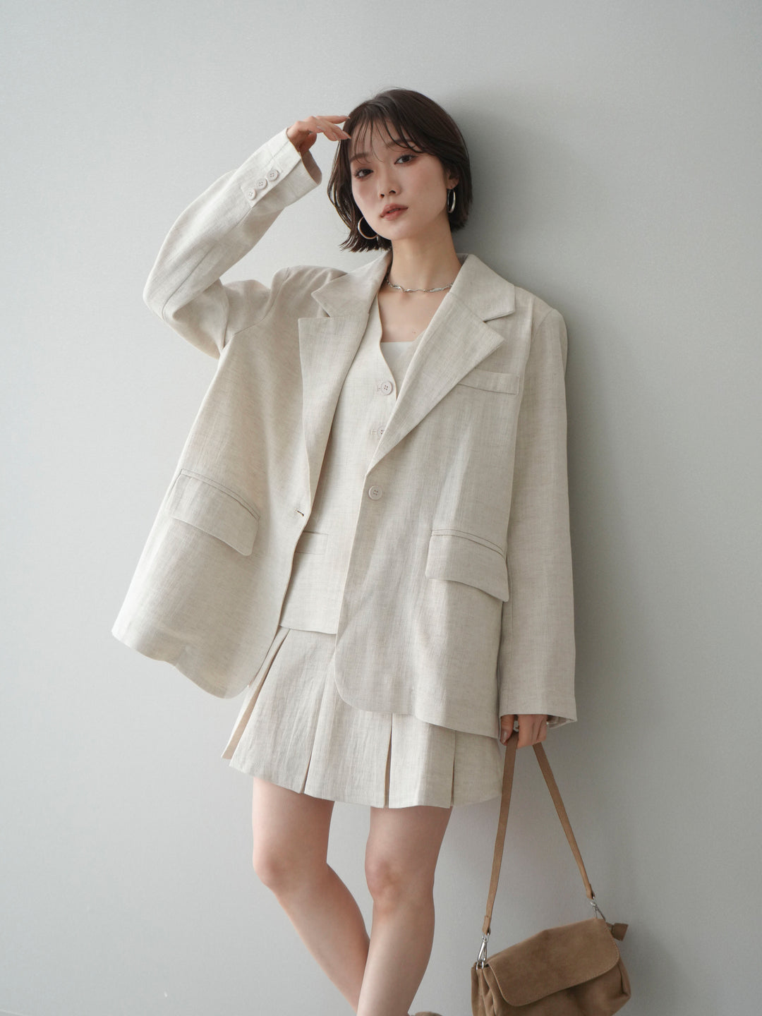 [予約]リネンタッチオーバージャケット/ivory
