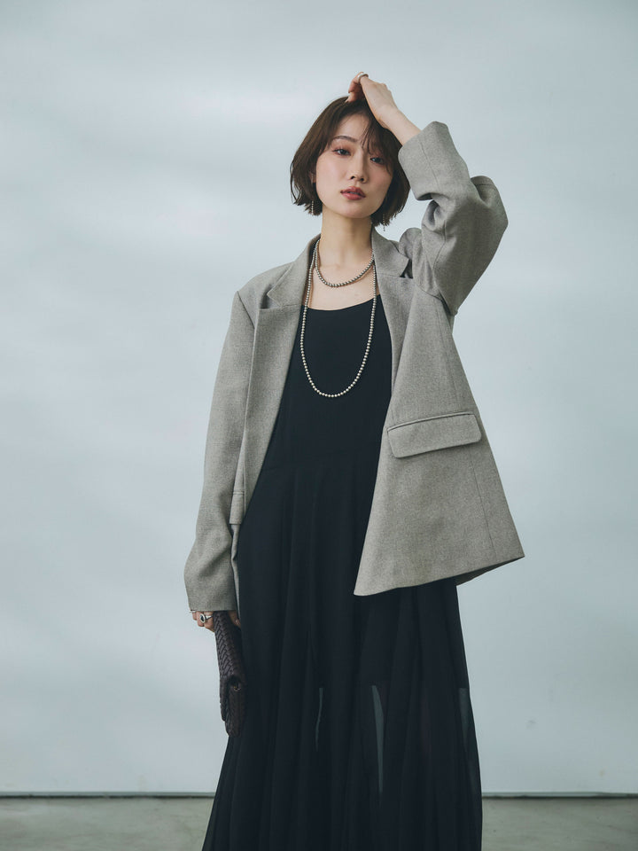 【魅力】[套裝] 蝴蝶結薄紗吊帶連身裙 + 蝴蝶結薄紗吊帶連身裙（兩件套裝）