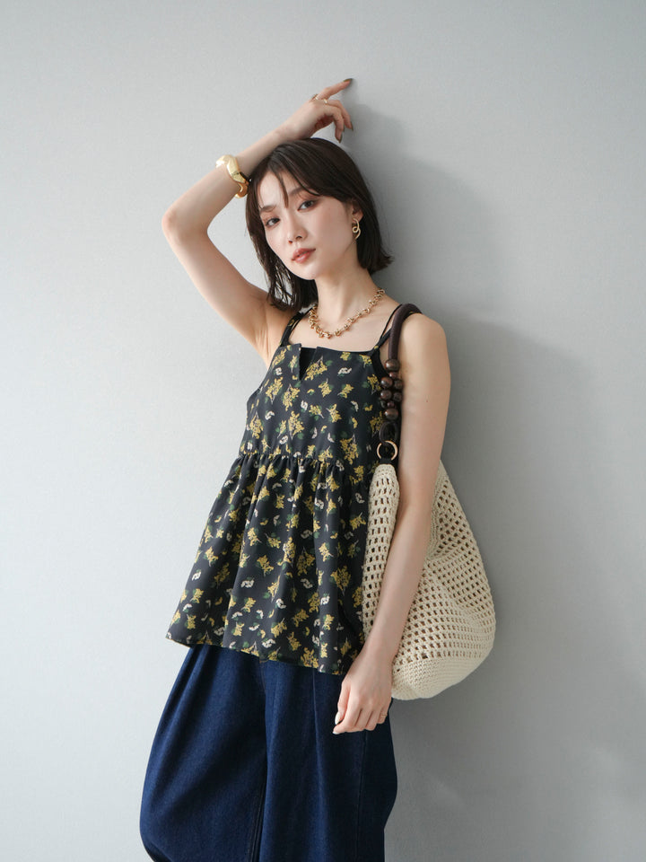 [予約]ブーケプリントキャミソール/ブラック