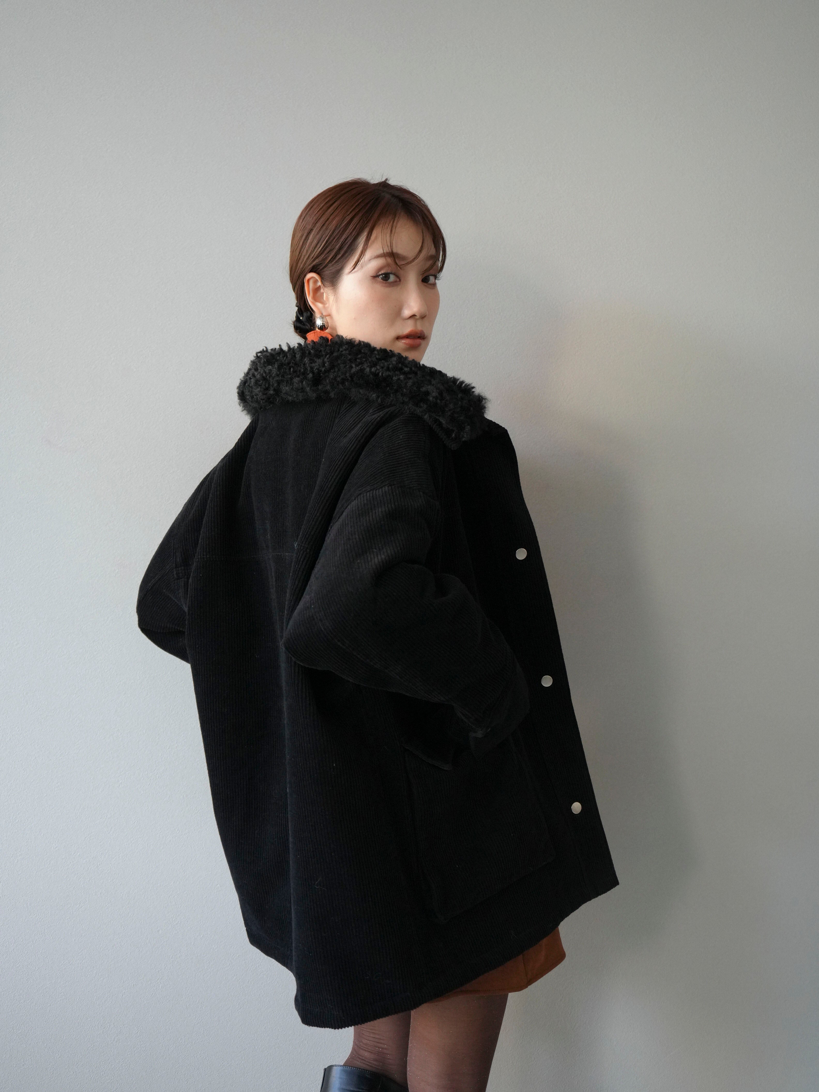 予約]コーデュロイボア襟フライトジャケット/ブラック – Lumier