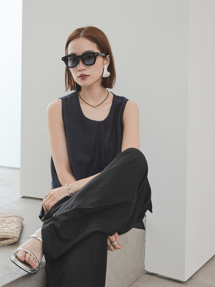 [予約]シアータックアシンメトリーブラウス/ネイビー