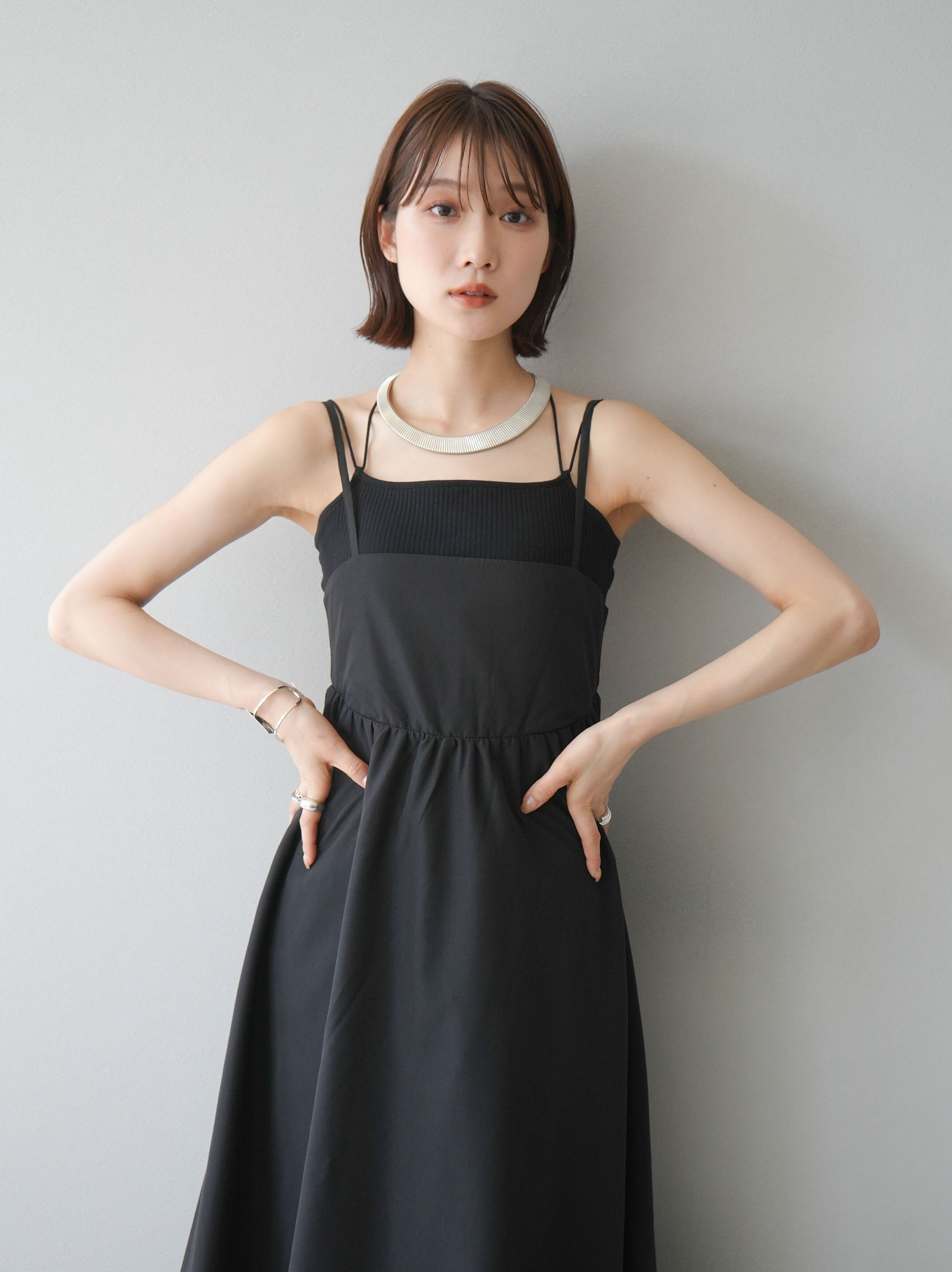 予約]ブロードバルーンキャミワンピース/ブラック – Lumier