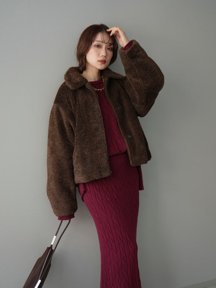 [SET]エコファーステンカラージャケット+選べるアクセセット(2set)