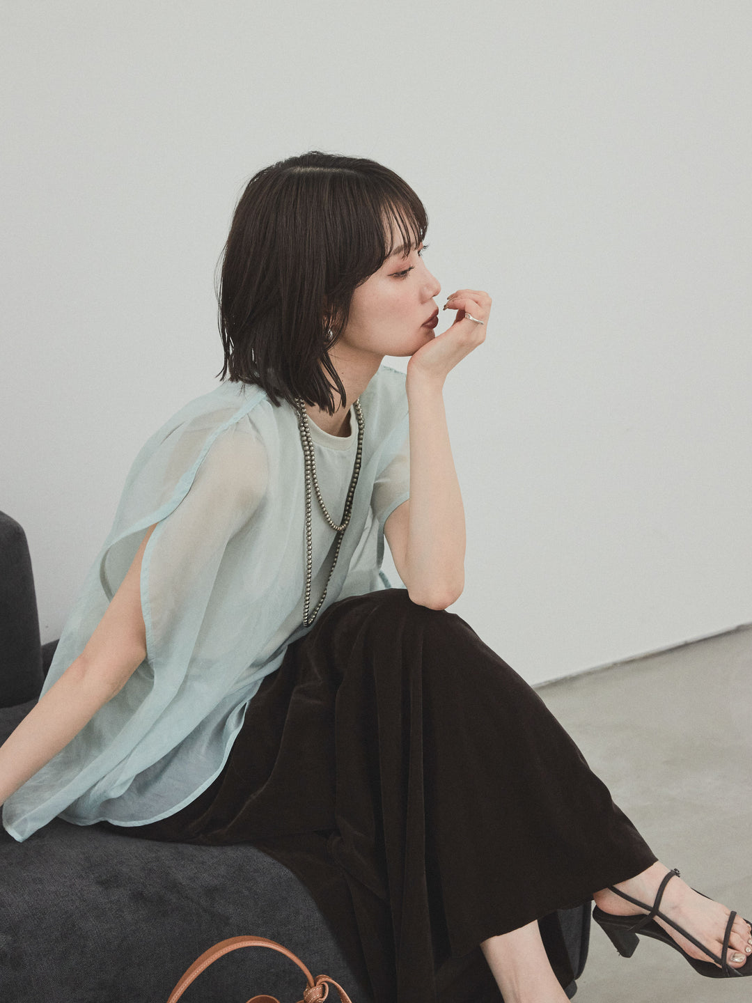 [予約]コンパクトスムースシアーレイヤードトップス/ミント