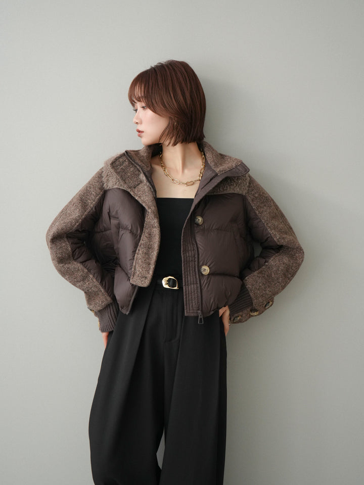 [SET]異素材ダウンジャケット+選べるアクセセット(2set)