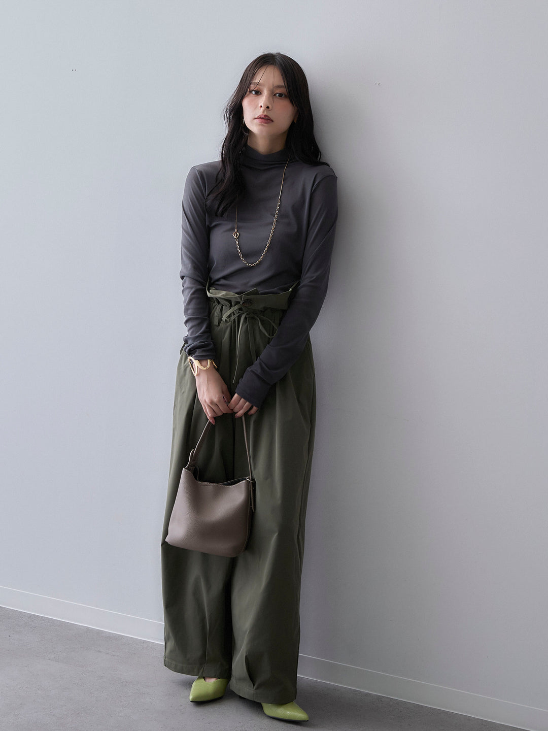 [予約]メッシュボトルネックトップス/darkgray