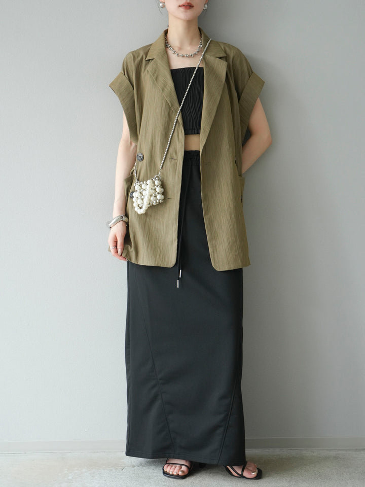[SET]リネンライクノースリーブダブルジレ+リネンライクノースリーブダブルジレ(2set)