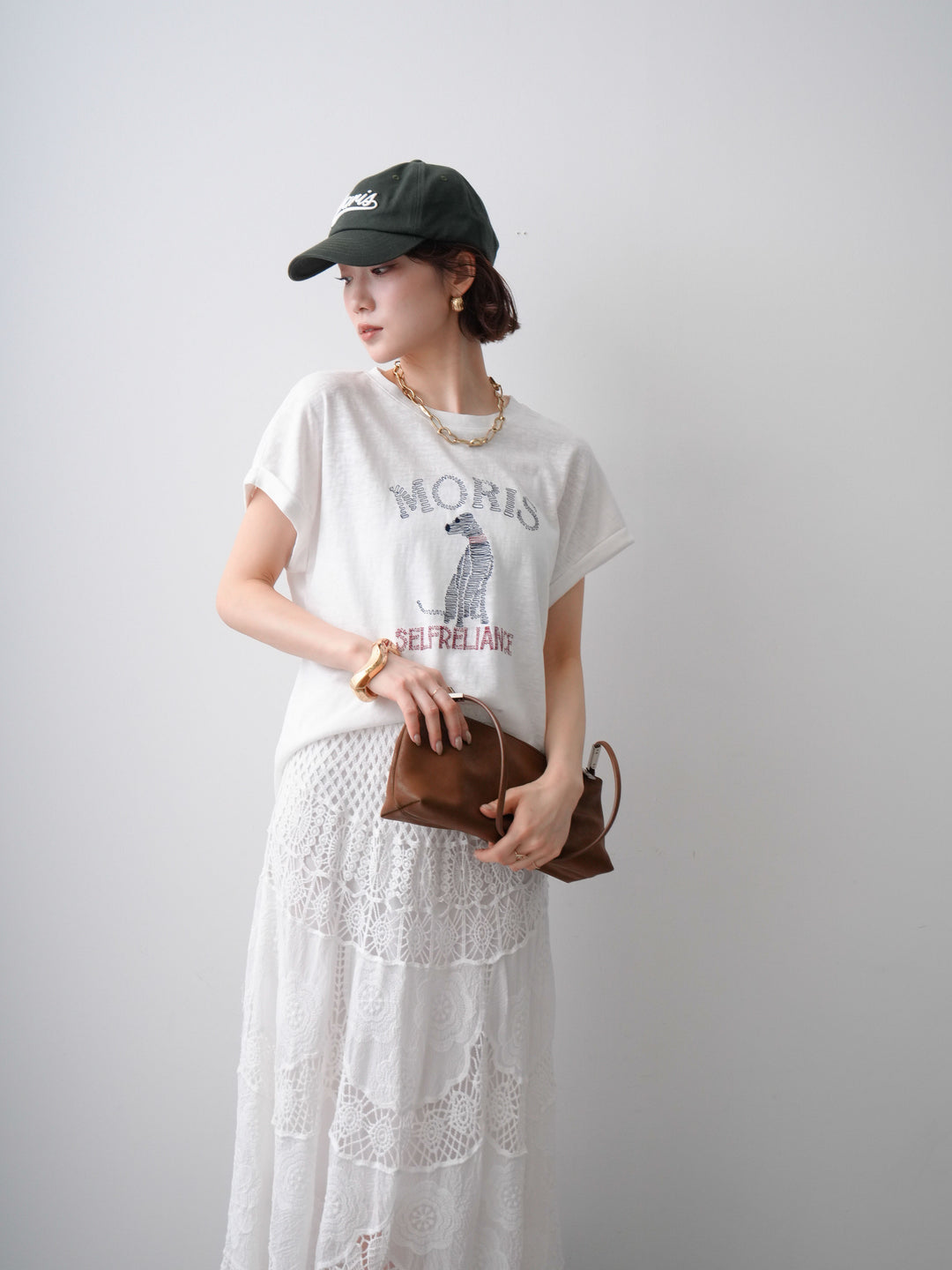 [予約]ドッグエンブロイダリーTEE/white