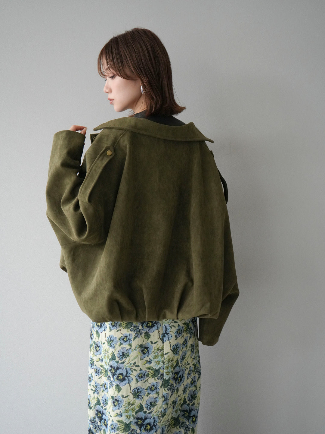 [SET]スウェードオーバーブルゾン+ゴブランフロントジップタイトスカート(2set)