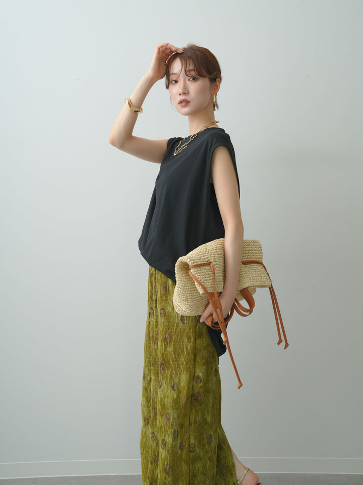 [予約]オーバーサイズノースリカットソー/black