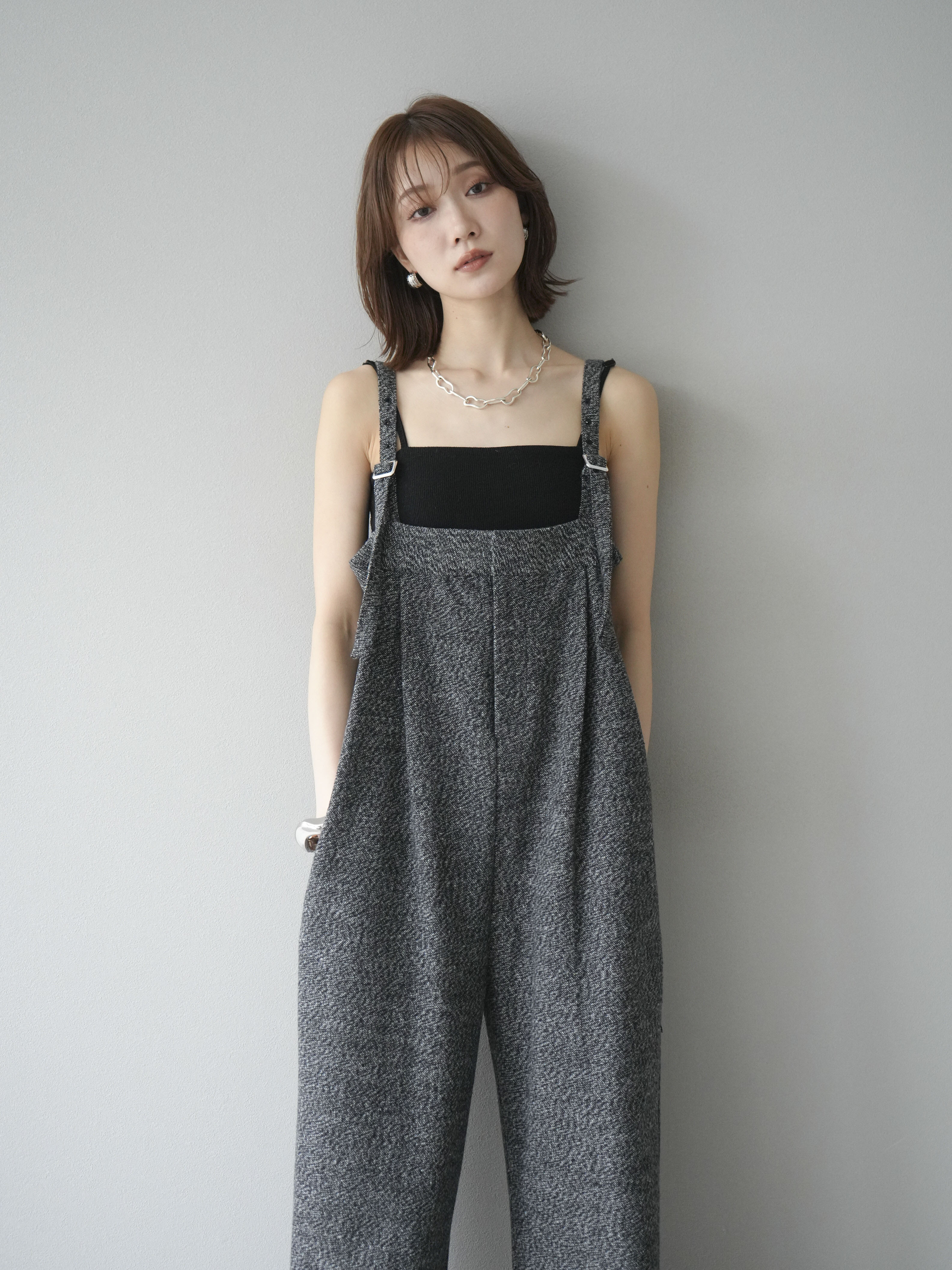 サロペット オーバーオール ツイードベアサロペット パンツ 黒 Lumier 予約]ツイードベアサロペット/ブラック – Lumier