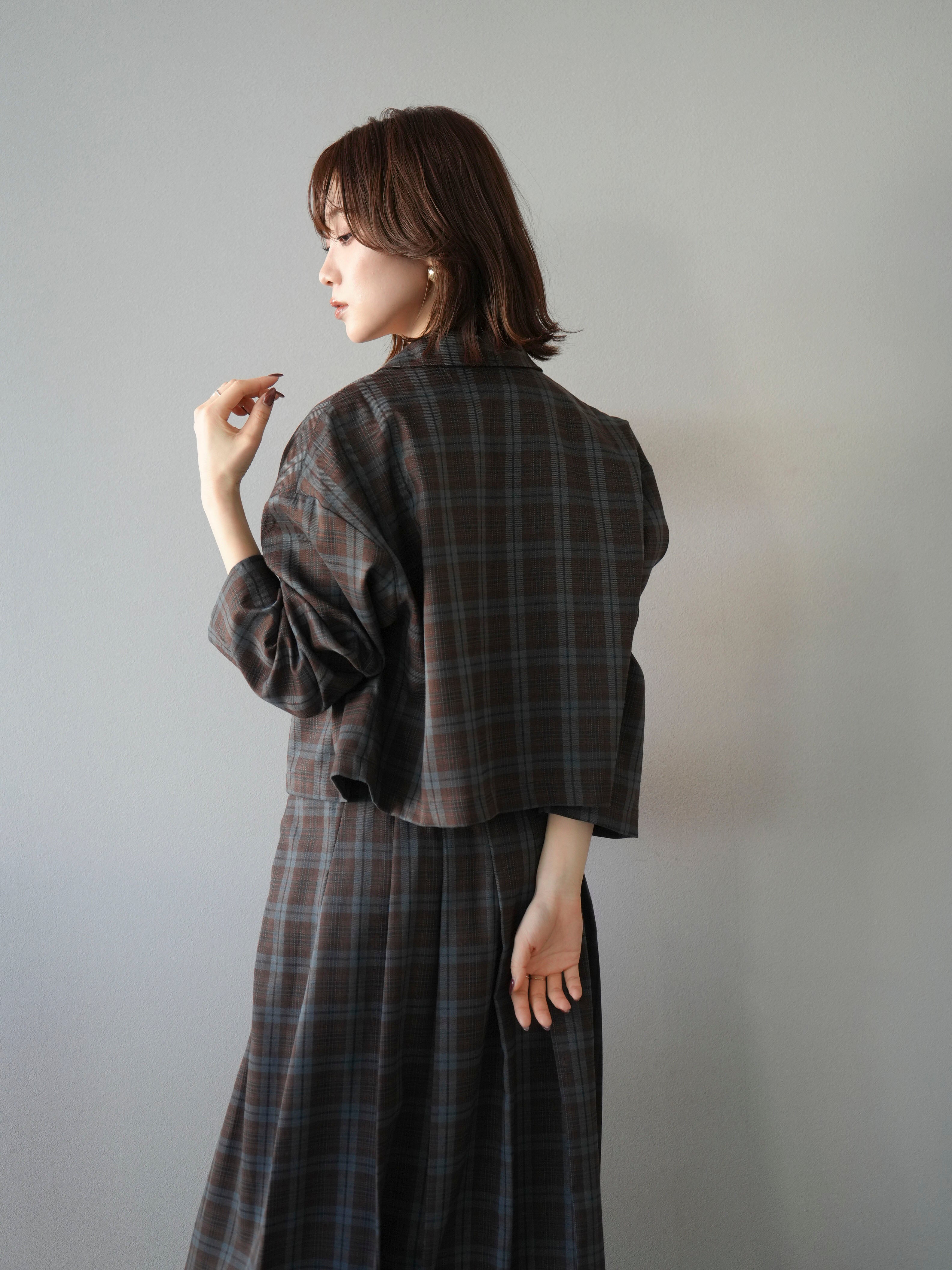 Per Pes 短丈スウィングトップ　ハリントンジャケット　チェック柄　ウール Per Pes 短丈スウィングトップ ハリントンジャケット チェック柄 ウール