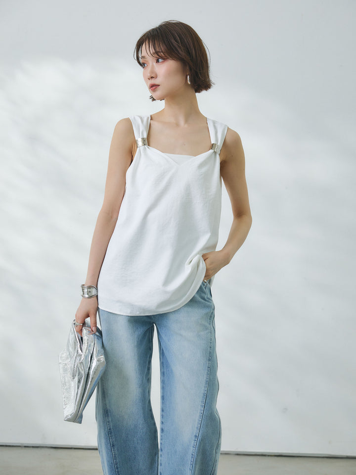 【Allure】[SET]メタルモチーフノースリーブブラウス+メタルモチーフノースリーブブラウス(2set)