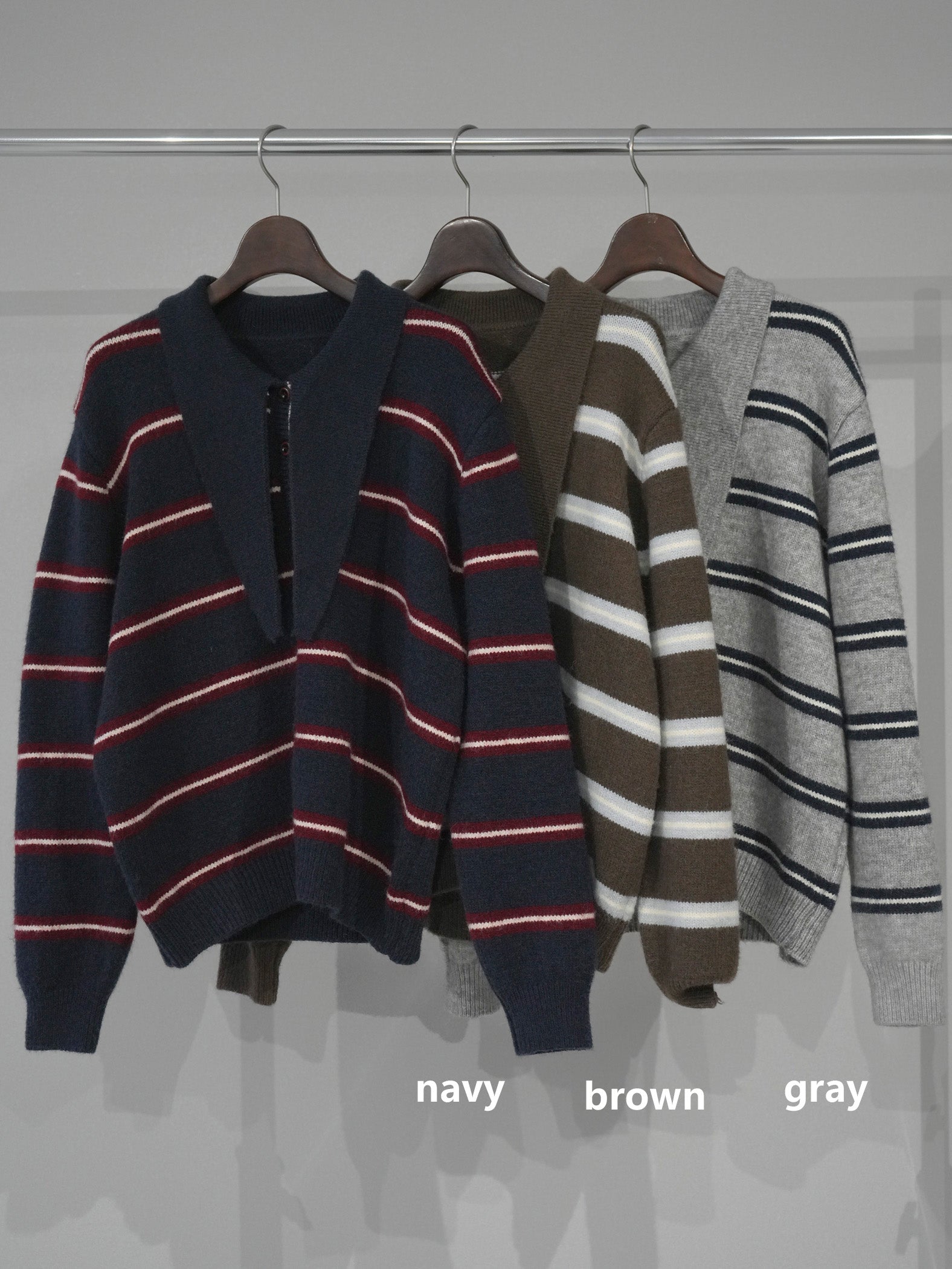 SET]ボウタイボーダーニットカーディガン+ボウタイボーダーニット