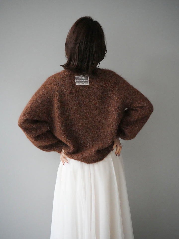 【預購】Logo標籤混紡紗線針織套頭衫/褐色