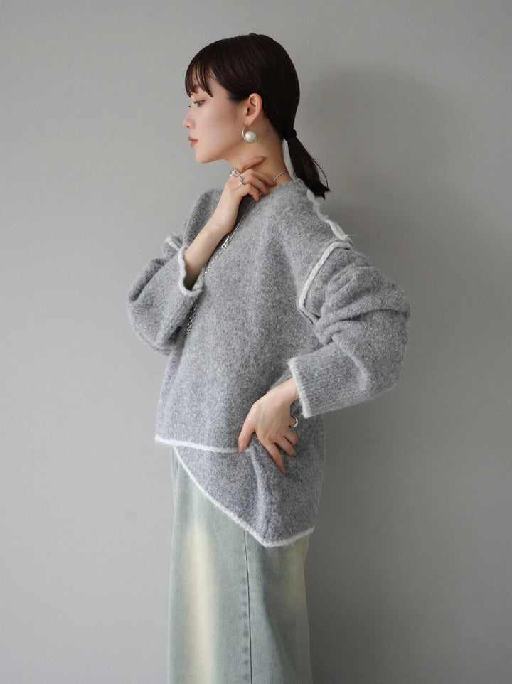 [預訂] 色彩協調針織套頭衫/灰色