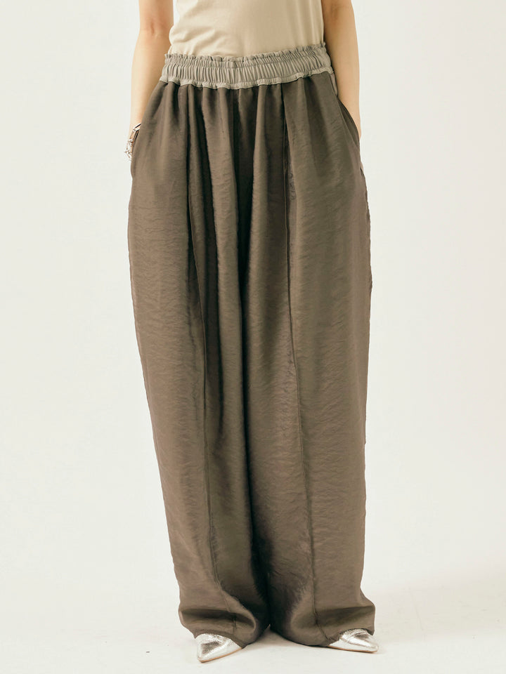 [予約]オーガンジーレイヤードサイドラインパンツ/チャコール