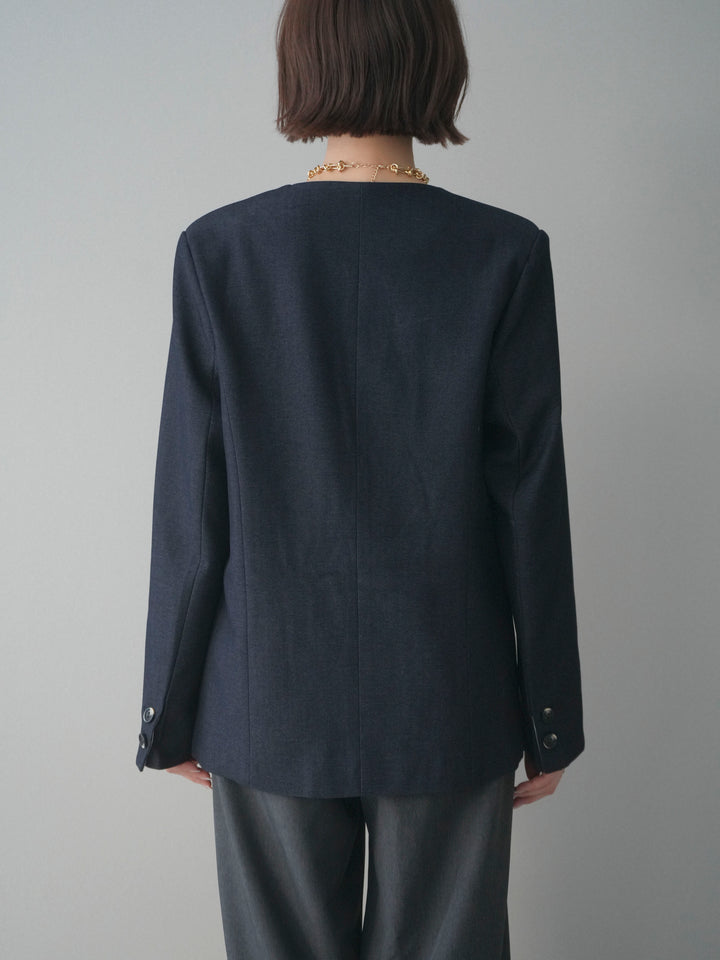 [予約]ノーカラージャケット/blue