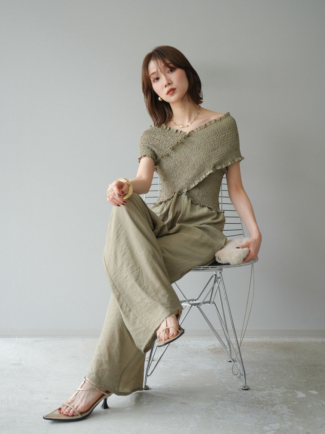 [SET]シャーリングクロスサロペット+シャーリングクロスサロペット(2set)