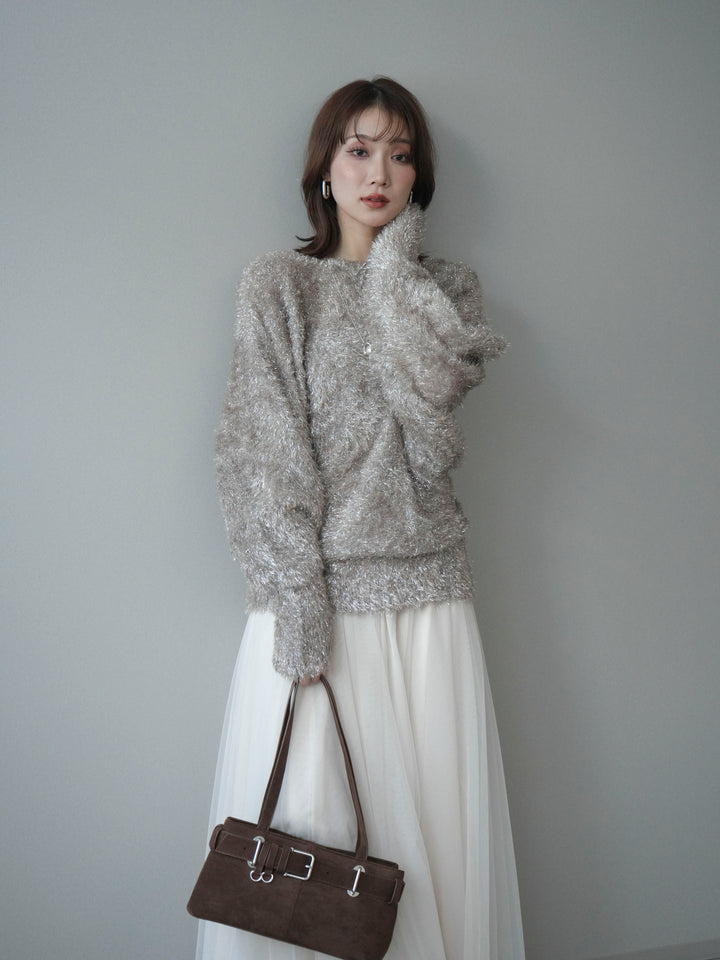 [予約]ラメシャギードルマンニットプルオーバー/beige