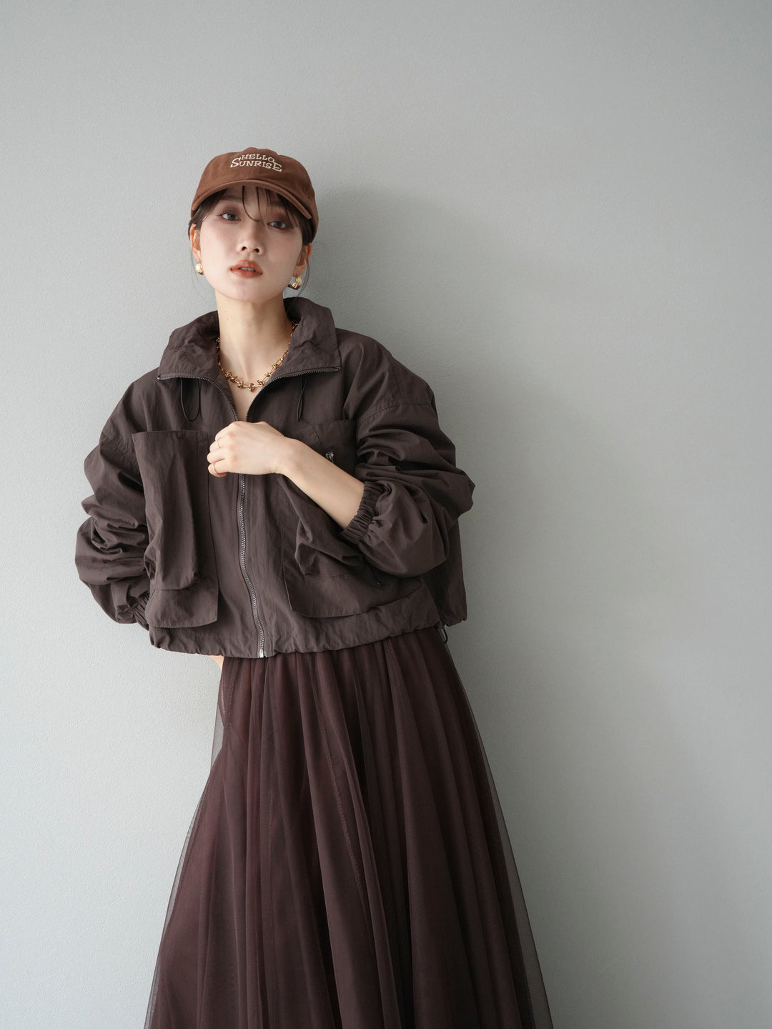 [予約]ポケットデザインショートブルゾン/ブラック