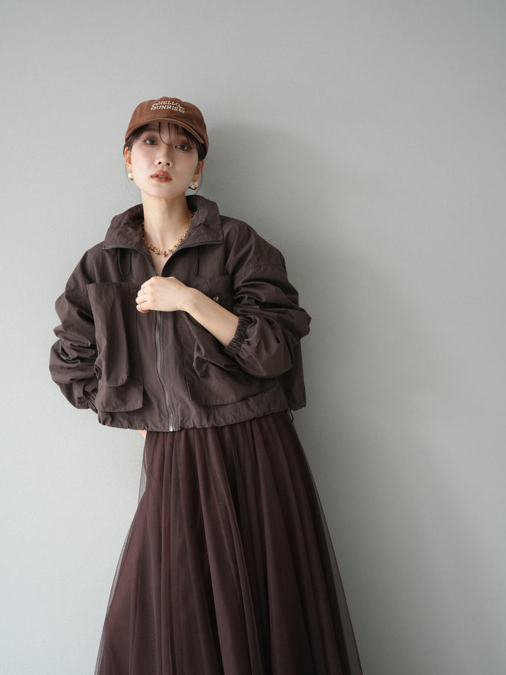 [予約]ポケットデザインショートブルゾン/ブラック