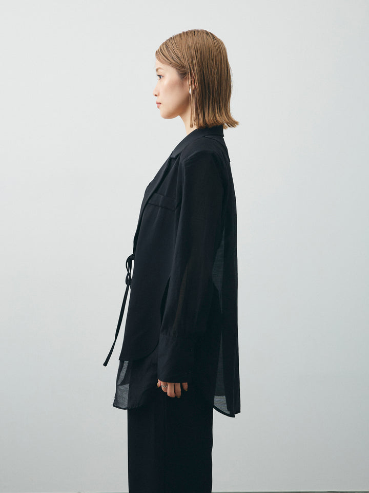 [予約]シアー切替テーラードジャケット/ブラック