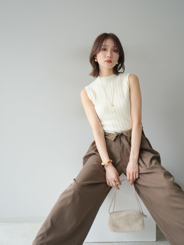 [予約]スリーブレスランダムリブニットトップス/アイボリー