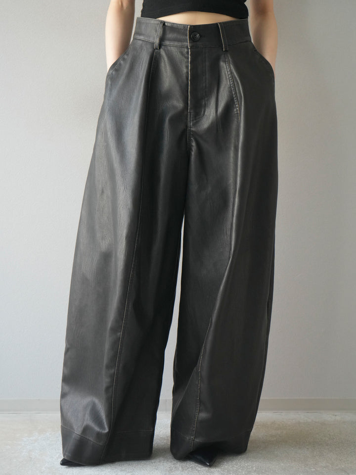 [予約]ヴィンテージレザーバギーパンツ/gray