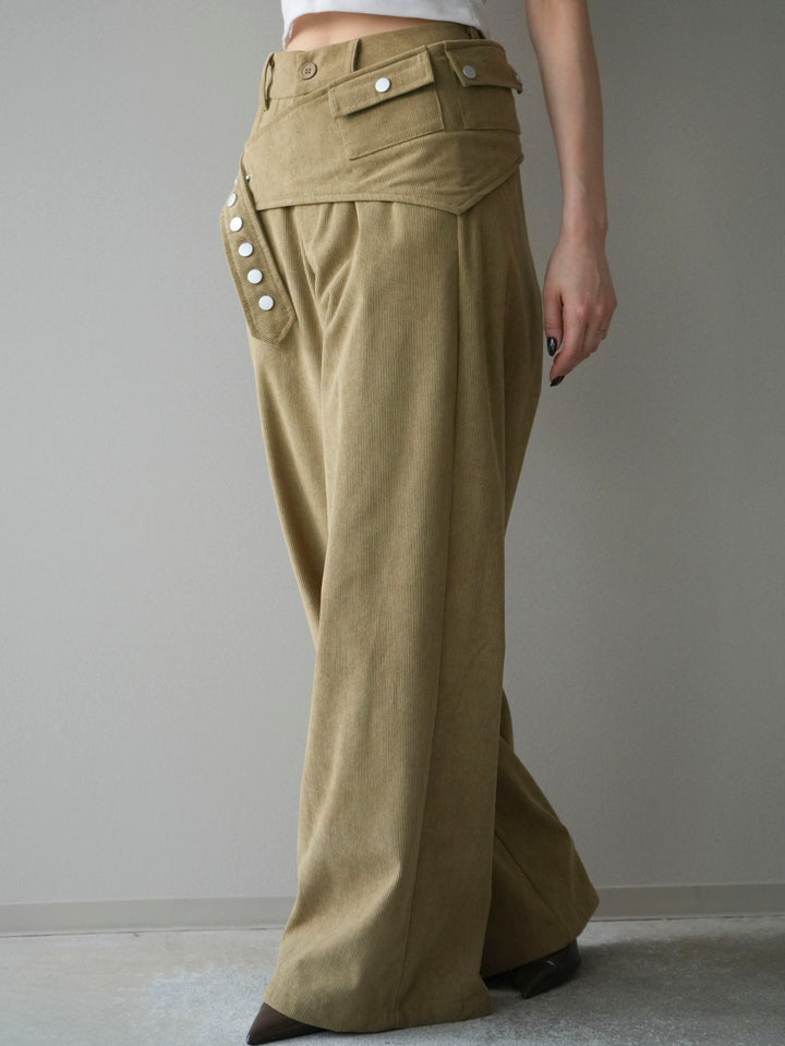 [予約]コーデュロイ巻きベルト付きパンツ/beige