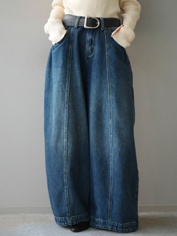 [予約]フロント切替カーブデニムパンツ/blue