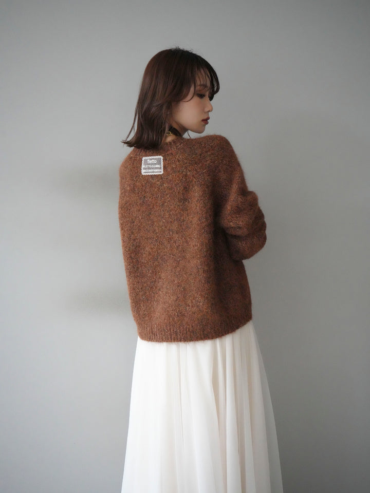 [SET]ロゴラベルミックスヤーンニットプルオーバー+選べるアクセセット(2set)