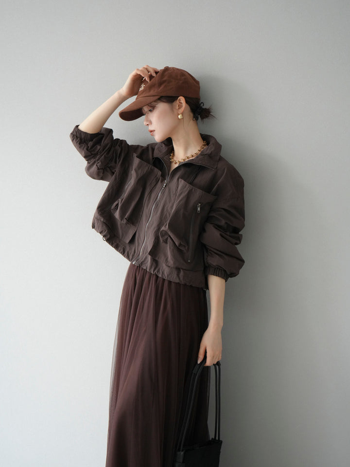 [予約]ポケットデザインショートブルゾン/ブラック