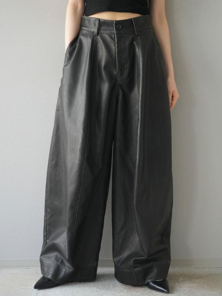 [予約]ヴィンテージレザーバギーパンツ/gray