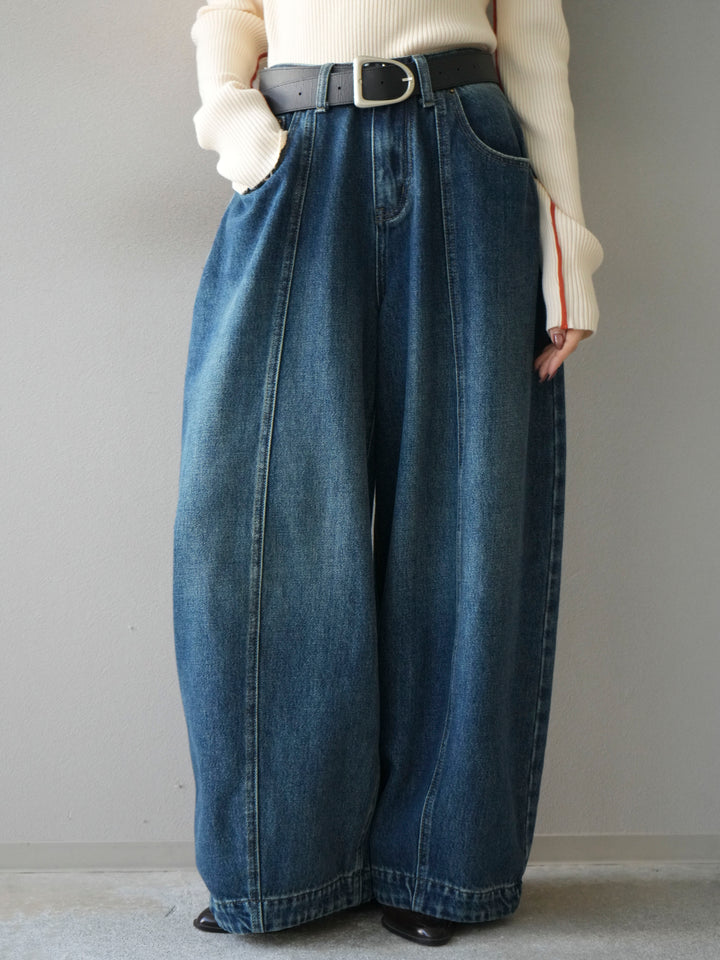 [予約]フロント切替カーブデニムパンツ/blue