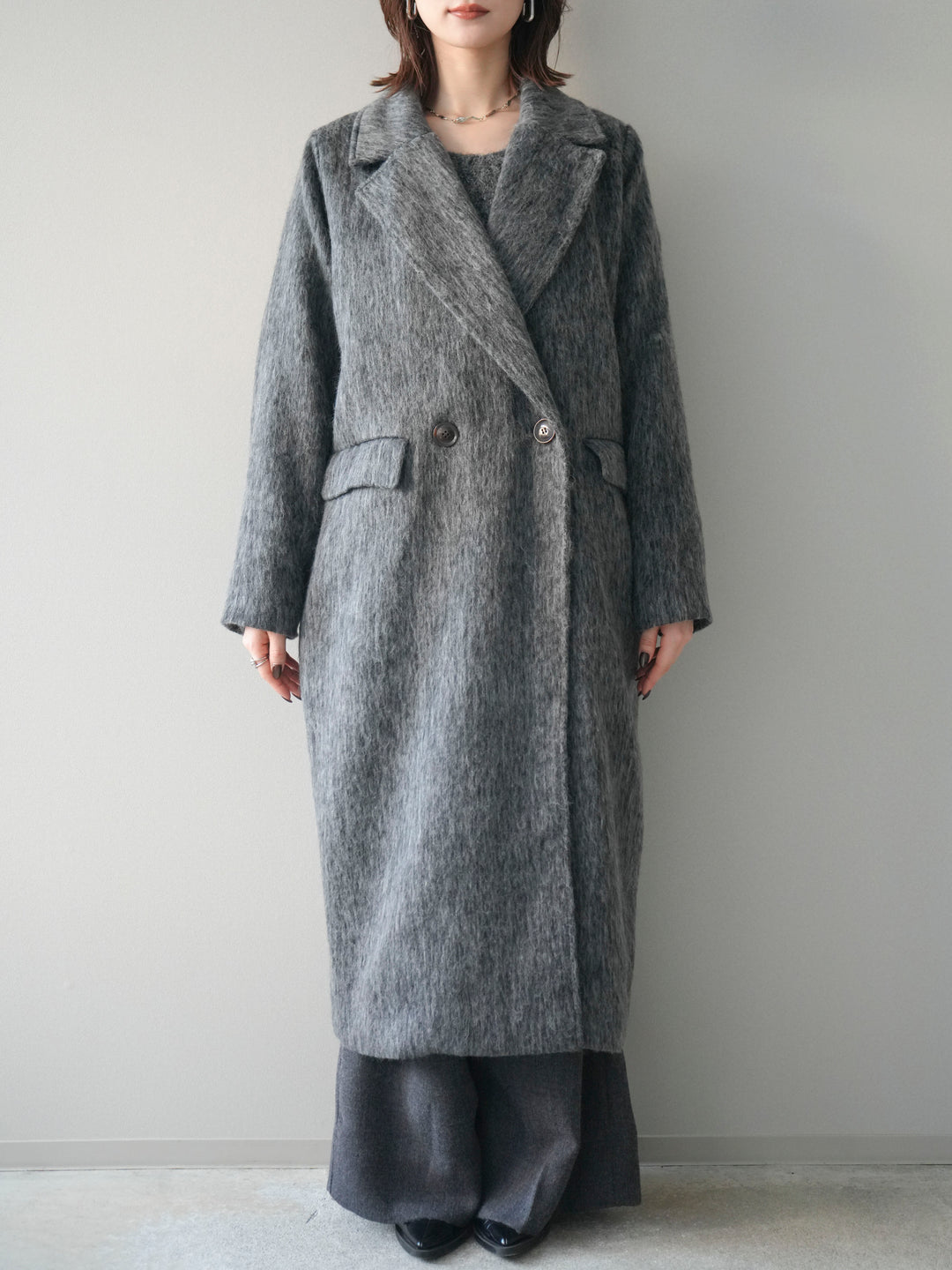 [予約]ソフトシャギーチェスターコート/charcoal