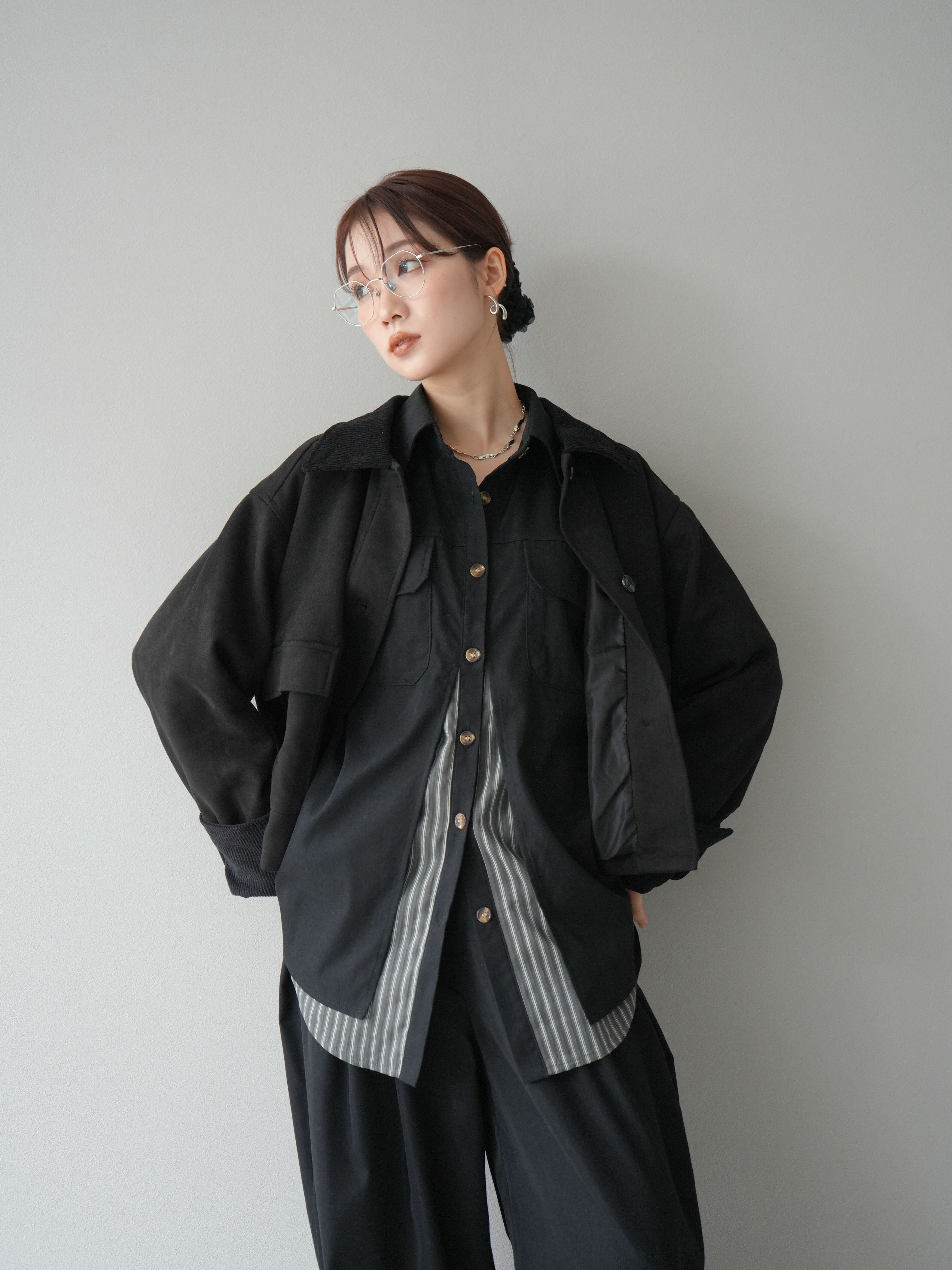 予約]コーデュロイ切替スウェードショートジャケット/ブラック – Lumier