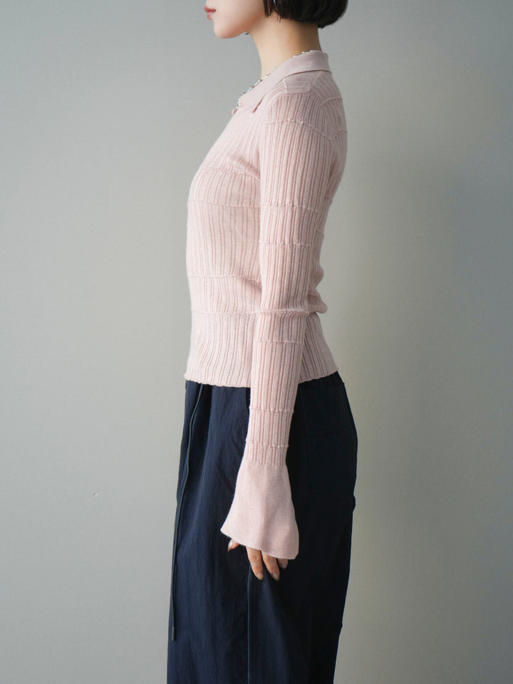 [予約]シアーリブスキッパーニットトップス/pink