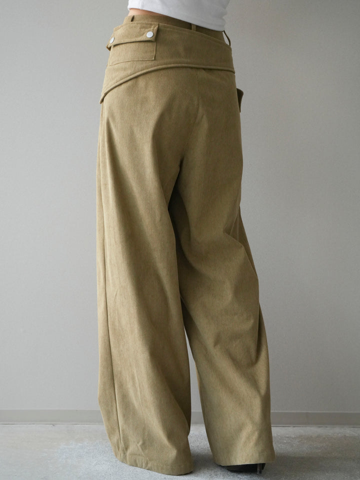 [予約]コーデュロイ巻きベルト付きパンツ/beige