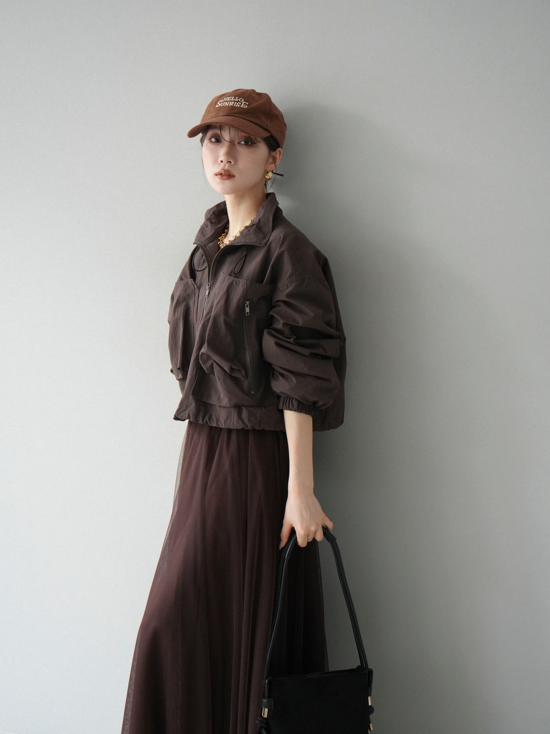 [予約]ポケットデザインショートブルゾン/ブラック