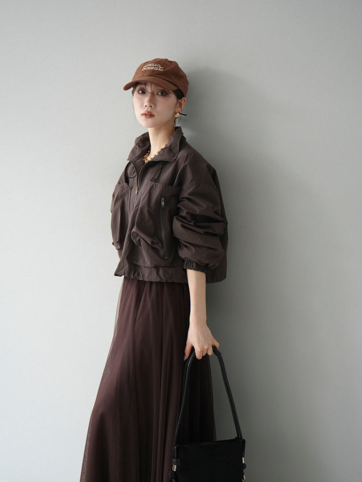 [予約]ポケットデザインショートブルゾン/ブラック