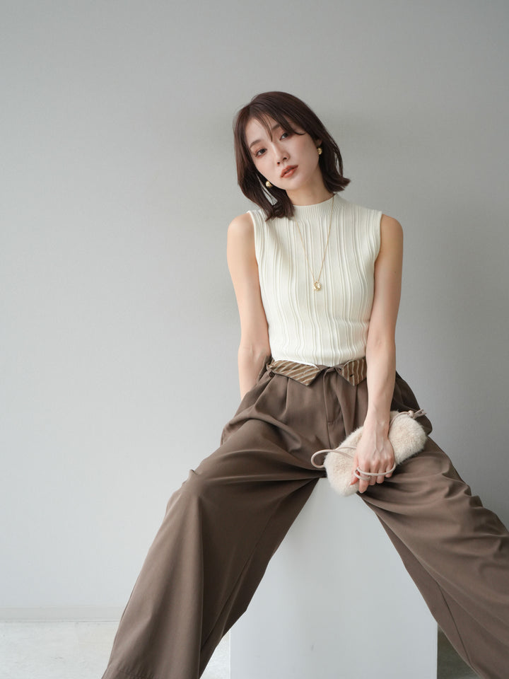 [予約]スリーブレスランダムリブニットトップス/アイボリー