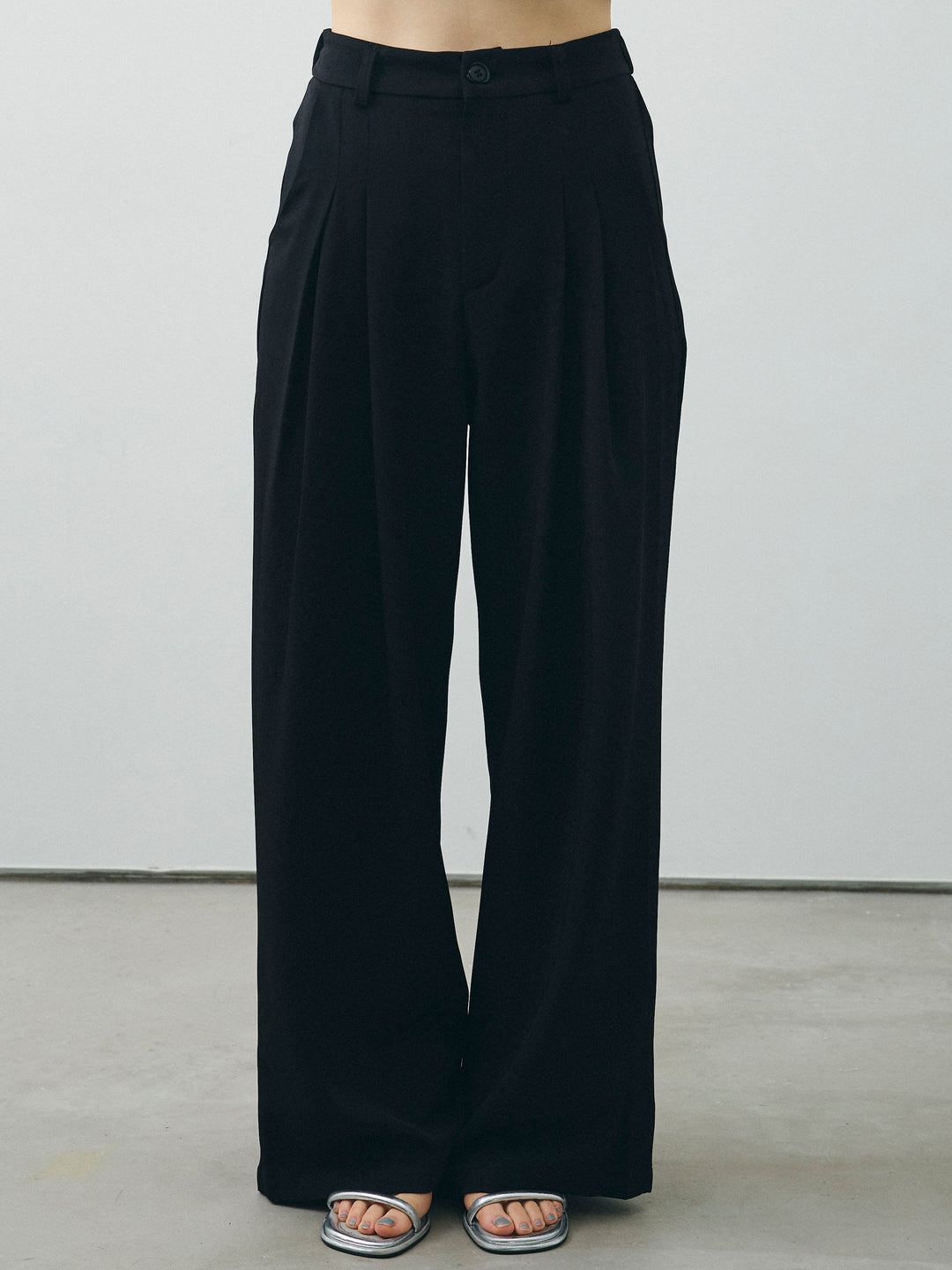 [予約]2タックワイドパンツ/ブラック