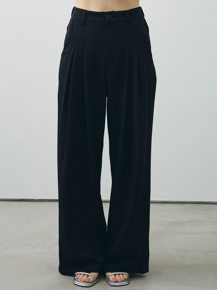 [予約]2タックワイドパンツ/ブラック