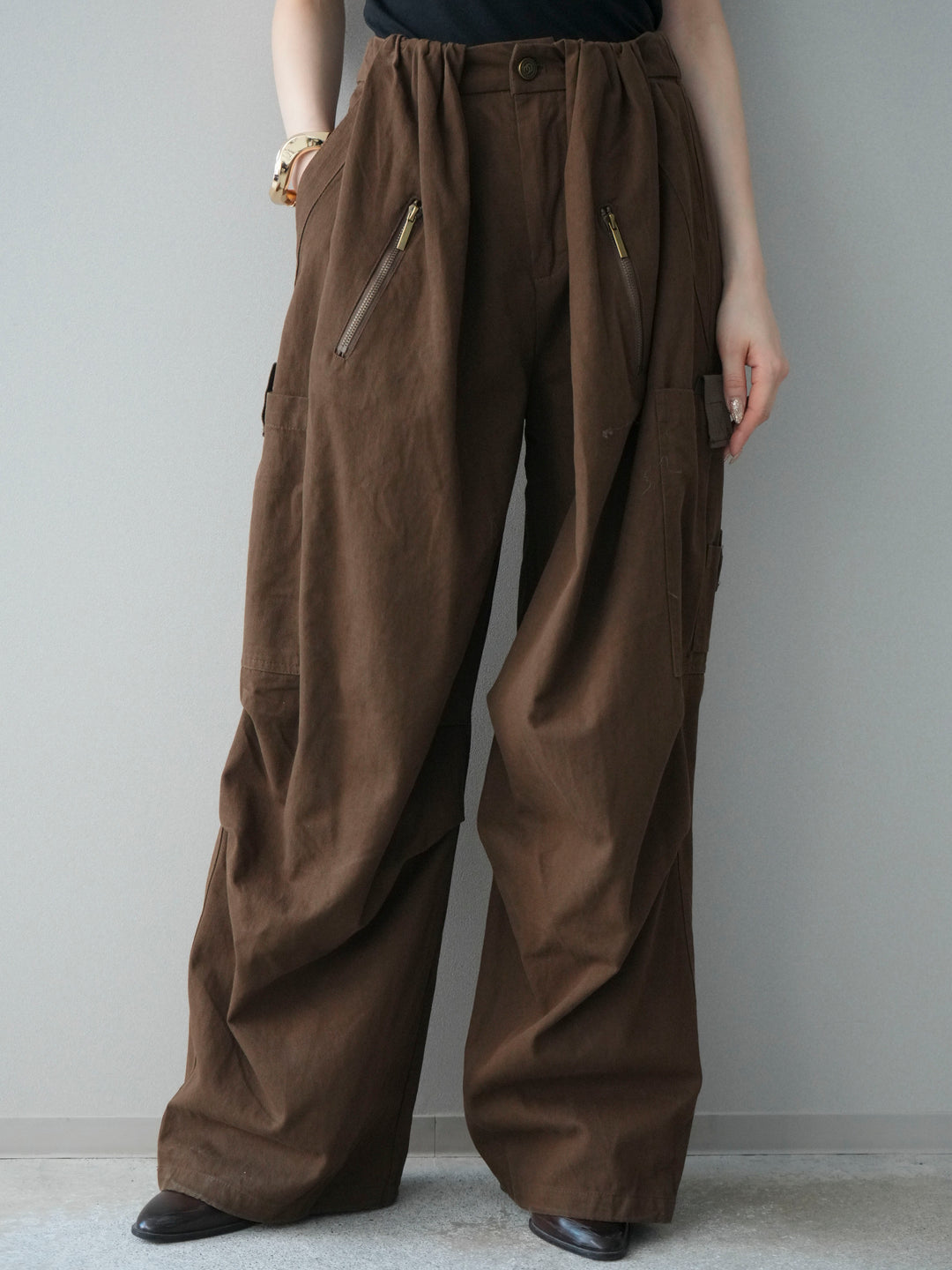 [予約]コットンタックループパンツ/brown