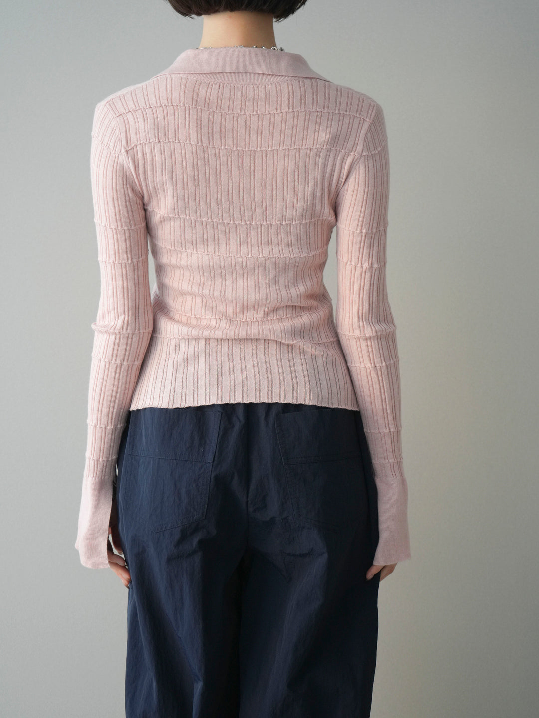 [予約]シアーリブスキッパーニットトップス/pink